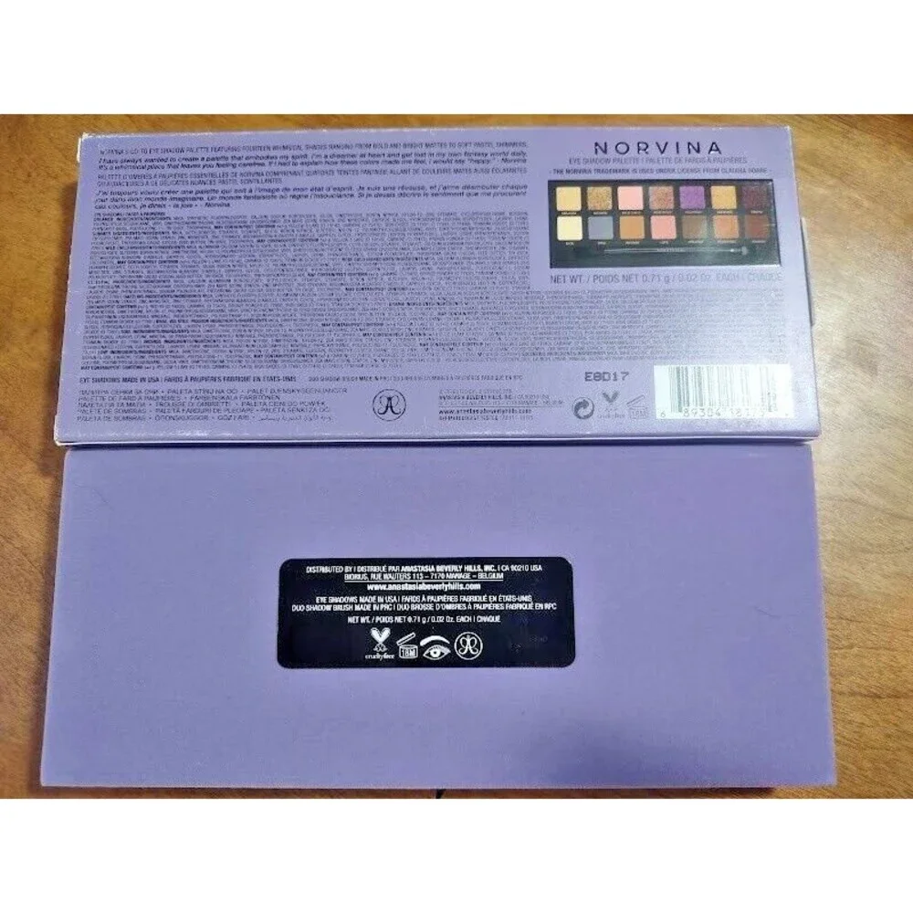 Anastasia Beverly Hills Norvina Eyeshadow Palette 14 Pan Eye Color Brush Mirror